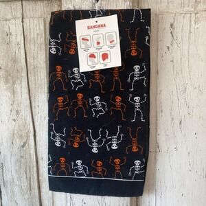 DANCING SKELETON BANDANA Halloween 100% Cotton Doo Rag Double-Sided Costume NEW